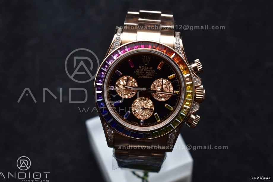 ZF SH Rainbow Bracelet Best 1:1 Diamonds 116595RBOW Durable Edition 776 Black RG Dial on Daytona 0416